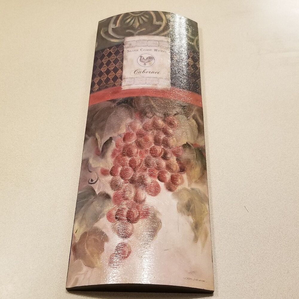 Silver Coast Winery cabernet wine decor piece artist signed Carol Robinson